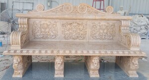 Casa Padrino Luxus Barock Marmor Gartenbank Beige 190 x H. 120 cm - Barock Marmor Garten M�bel