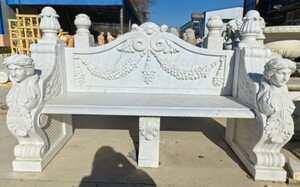 Casa Padrino Luxus Barock Marmor Gartenbank Grau 183 cm - Barock Garten M�bel