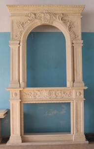 Casa Padrino Luxus Barock Marmor Kaminumrandung Beige 200 x H. 342 cm