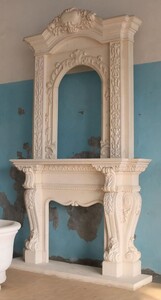 Casa Padrino Luxus Barock Marmor Kaminumrandung Beige 215 x H. 372 cm