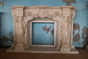 Casa Padrino Luxus Barock Marmor Kaminumrandung Beige 260 x H. 166 cm