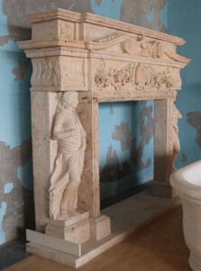 Casa Padrino Luxus Barock Travertin Kaminumrandung Beige 250 x H. 197 cm