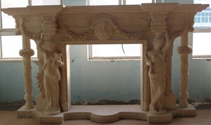 Casa Padrino Luxus Barock Marmor Kaminumrandung Beige 290 x H. 165 cm