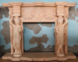 Casa Padrino Luxus Barock Marmor Kaminumrandung Beige 200 x H. 150 cm