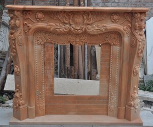 Casa Padrino Luxus Barock Marmor Kaminumrandung Hellrot 150 x 30 x H. 120 cm - Barock Mbel