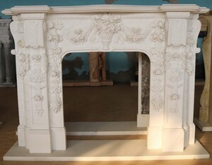 Casa Padrino Luxus Barock Marmor Kaminumrandung Wei 190 x H. 142 cm