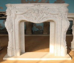 Casa Padrino Luxus Barock Marmor Kaminumrandung Wei 200 x H. 160 cm