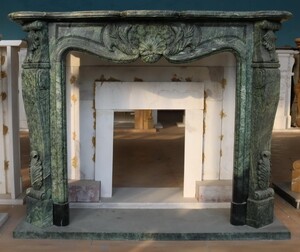 Casa Padrino Luxus Barock Marmor Kaminumrandung Dunkelgrn 150 x H. 120 cm