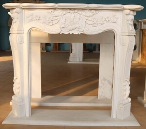 Casa Padrino Luxus Barock Marmor Kaminumrandung Wei� 153 x H. 113 cm