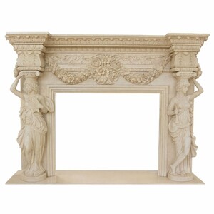 Casa Padrino Luxus Barock Marmor Kaminumrandung Beige 202 x H. 156 cm - Barock Mbel