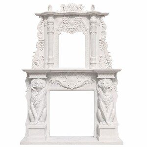 Casa Padrino Luxus Barock Marmor Kaminumrandung Wei� 300 x H. 430 cm - Prunkvolle Barock Wohnzimmer & Hotel M�bel
