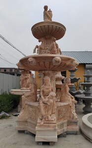 Casa Padrino Luxus Barock Marmor Springbrunnen Rot  250 x H. 460 cm