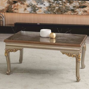 Casa Padrino Luxus Barock Couchtisch Grau / Gold 103 cm - Barock Wohnzimmer M�bel