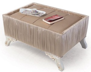 Casa Padrino Luxus Barock Beistelltisch Beige / Wei� / Gold 91 x 63 x H. 42 cm - Barock Wohnzimmer M�bel