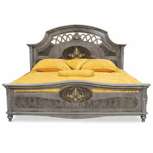 Casa Padrino Luxus Barock Massivholz Doppelbett Grau - Barock Schlafzimmer M�bel
