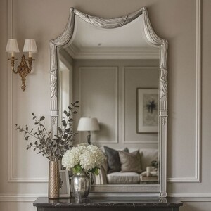 Casa Padrino Luxus Barock Massivholz Spiegel Silber H. 135 cm - Made in Italy