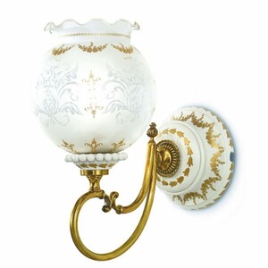 Casa Padrino Luxus Barock Wandleuchte Wei� / Gold / Messing H. 32 cm - Made in Italy
