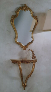 Casa Padrino Luxus Barock M�bel Set Gold - 1 Barock Wandkonsole & 1 Barock Wandspiegel - Barock Hotel & Schlo� M�bel - Luxus Qualit�t - Made in Italy