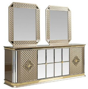 Casa Padrino Luxus Art Deco M�bel Set Beige / Gold - 1 Sideboard & 2 Spiegel - Edel & Prunkvoll
