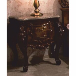 Casa Padrino Luxus Barock Nachtkommode Dunkelbraun / Grau H. 66 cm - Barockstil Schlafzimmer M�bel