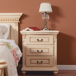 Casa Padrino Luxus Barock Nachtkommode mit 3 Schubladen Creme H. 70 cm - Barock M�bel