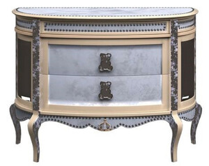 Casa Padrino Luxus Barock Nachtkommode Blau / Beige - Prunkvoller Kinderzimmer Nachttisch - Barock Kinderzimmer M�bel - Luxus Qualit�t - Made in Italy