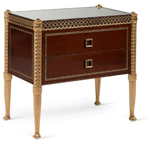 Casa Padrino Luxus Barock Nachtkommode Braun / Gold - Handgefertigter Mahagoni Nachttisch mit 2 Schubladen - Hochwertige Barock Schlafzimmer M�bel - Hotel M�bel - Made in Italy