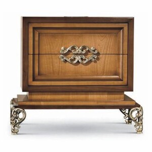 Casa Padrino Luxus Barock Nachtkommode Dunkelbraun / Braun / Silber 70 cm - Made in Italy