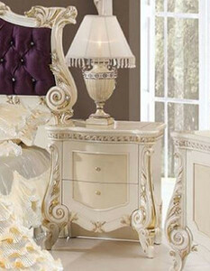 Casa Padrino Luxus Barock Nachtkommode Beige / Wei� / Gold - Prunkvoller Barock Nachttisch mit 2 Schubladen - Luxus Schlafzimmer M�bel im Barockstil - Barock M�bel - Barock Einrichtung