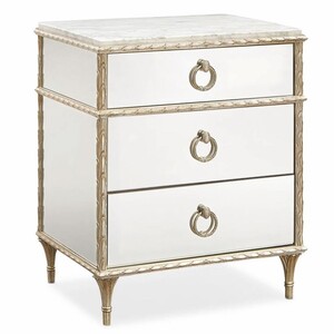 Casa Padrino Luxus Barock Nachtkommode Wei� / Gold H. 71 cm - Verspiegelte Barock M�bel