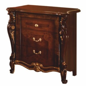 Casa Padrino Luxus Barock Nachtkommode mit 3 Schubladen Dunkelbraun / Gold - Made in Italy