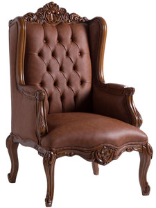 Casa Padrino Luxus Barock Ohrensessel Braun 80 x 75 x H. 125 cm - Wohnzimmer Sessel im Barockstil - Barock M�bel