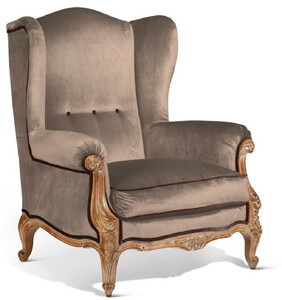 Casa Padrino Luxus Barock Ohrensessel Grau / Braun - Edler Wohnzimmer Sessel im Barockstil - Hochwertige Barock Wohnzimmer M�bel - Luxus Qualit�t - Made in Italy