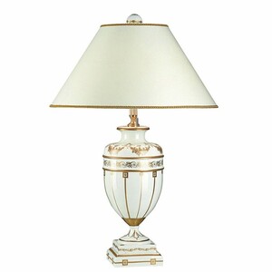 Casa Padrino Luxus Barock Porzellan Tischleuchte Wei� / Gold H. 81 cm - Barock Porzellan Schreibtischleuchte - Made in Italy