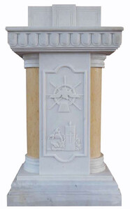 Casa Padrino Luxus Barock Pult Wei / Beige H. 130 cm - Prunkvolles Marmor Rednerpult - Luxus Marmor Mbel im Barockstil - Edel & Prunkvoll