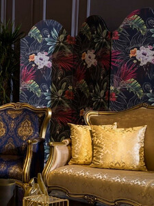 Casa Padrino Luxus Barock Raumteiler Mehrfarbig - Faltbarer Massivholz Paravant im Barockstil - Barock Schlafzimmer & Hotel Möbel