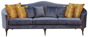 Casa Padrino Luxus Barock Samt Sofa Schwarz 280 cm - Barock Wohnzimmer M�bel