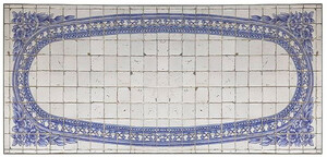 Casa Padrino Luxus Barock Mosaik Fliesen Tischplatte Antik Wei / Blau - Verschiedene Gren - Handgefertigte & Handbemalte Naturstein Esstisch Tischplatte - Barock Mbel