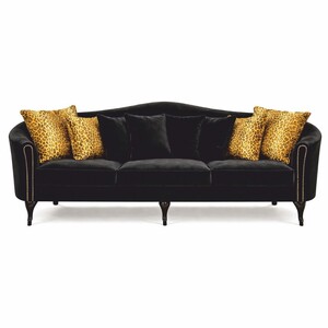 Casa Padrino Luxus Barock Samt Sofa Schwarz 280 cm - Barock Wohnzimmer M�bel