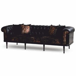 Casa Padrino Luxus Barock Sofa Schwarz / Gold 260 cm - Barock Wohnzimmer M�bel
