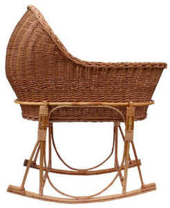 Casa Padrino Luxus Schaukel Babybett Braun / Naturfarben 90 x 50 x H. 65 cm - Handgefertigtes Rattan Baby Schaukelbett - Rattan M�bel - Baby M�bel - Luxus M�bel