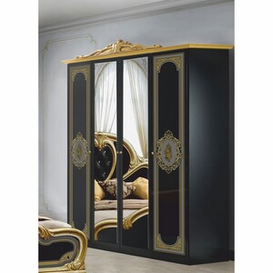 Casa Padrino Luxus Barock Schlafzimmer Schrank Schwarz / Gold 177 cm - Barock Schlafzimmer M�bel