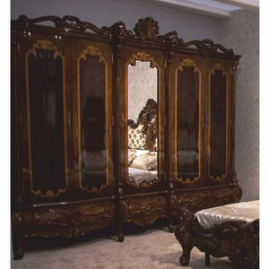 Casa Padrino Luxus Barock Schlafzimmer Schrank Dunkelbraun 305 cm - Barock M�bel