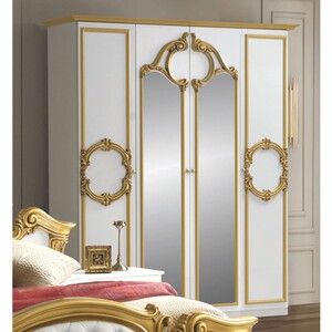 Casa Padrino Luxus Barock Schlafzimmer Schrank Wei� / Gold 177 cm - Barock Schlafzimmer M�bel