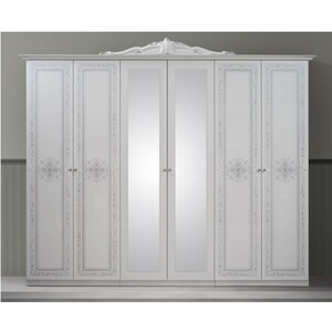 Casa Padrino Luxus Barock Schlafzimmer Schrank Wei� / Grau 261,4 cm - Barock Schlafzimmer M�bel