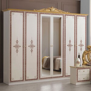 Casa Padrino Luxus Barock Schlafzimmer Schrank Wei� / Braun / Gold 261 cm - Barock Schlafzimmer M�bel