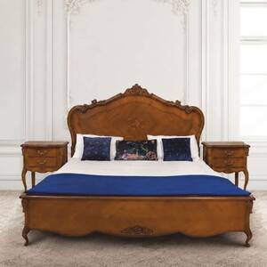 Casa Padrino Luxus Barock Schlafzimmer Set Braun 180 x 200 cm - 1 Doppelbett mit Kopfteil & 2 Nachttische - Barock Schlafzimmer M�bel