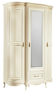 Casa Padrino Luxus Barock Schlafzimmerschrank Creme / Gold 130 x 62,6 x H. 206,6 cm - Prunkvoller Kleiderschrank mit 3 T�ren und Schublade - Schlafzimmerm�bel