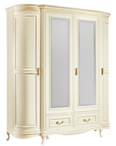 Casa Padrino Luxus Barock Schlafzimmerschrank Creme / Gold 180,5 x 62,6 x H. 206,6 cm - Prunkvoller Kleiderschrank mit 4 T�ren und 2 Schubladen - Schlafzimmerm�bel