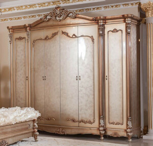 Casa Padrino Luxus Barock Schlafzimmerschrank Kupferfarben / Silber - Prunkvoller Massivholz Kleiderschrank mit 6 T�ren - Barock Schlafzimmer & Hotel M�bel - Edel & Prunkvoll